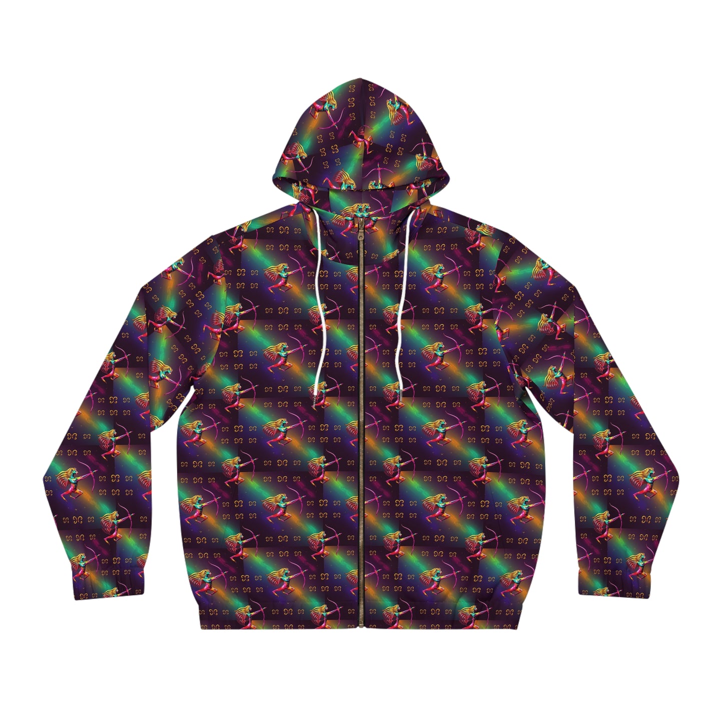Full-Zip Hoodie (AOP), Sagittarius, Zodiac v3, Pattern