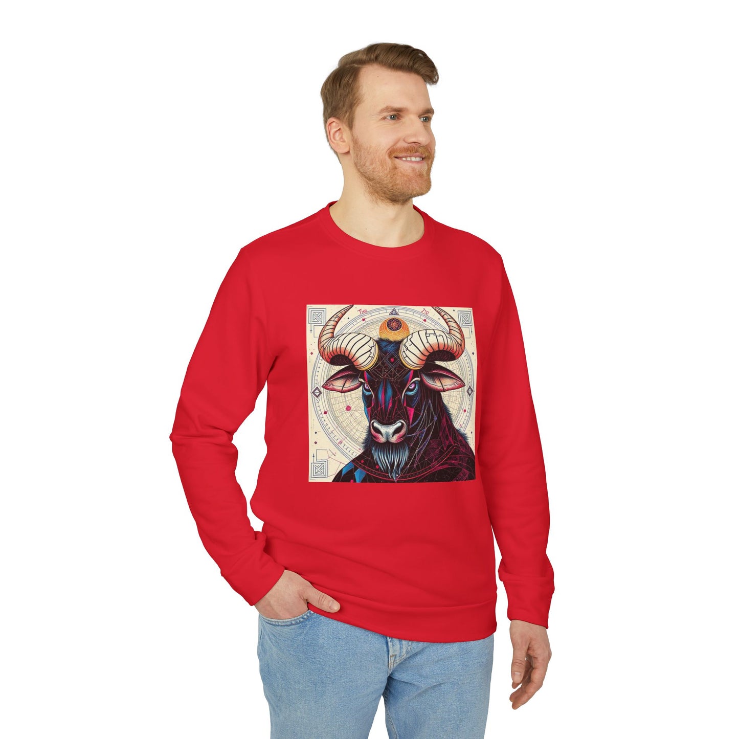 Adidas, Unisex Fleece Crewneck Sweatshirt, Taurus, Pop Art v1, Zodiac