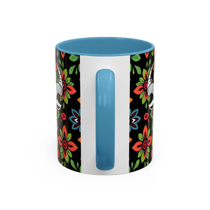 Accent Coffee Mug, Taurus, Zodiac v2. Flower Pattern, (11, 15oz)