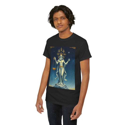 Unisex Heavy Cotton T-Shirt Space v2, Libra God, Zodiac Design