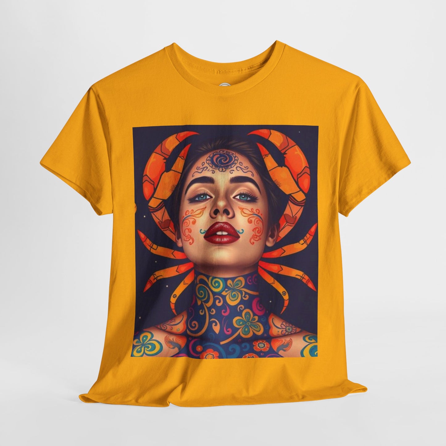 Unisex Heavy Cotton T-Shirt, Cancer, Zodiac v2, Sexy Art