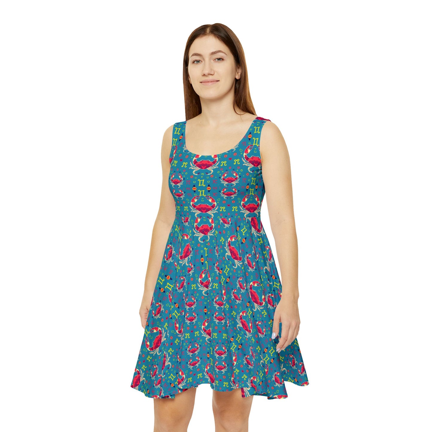 Women's Skater Dress, AOP, Zodiac, Cancer, Pattern