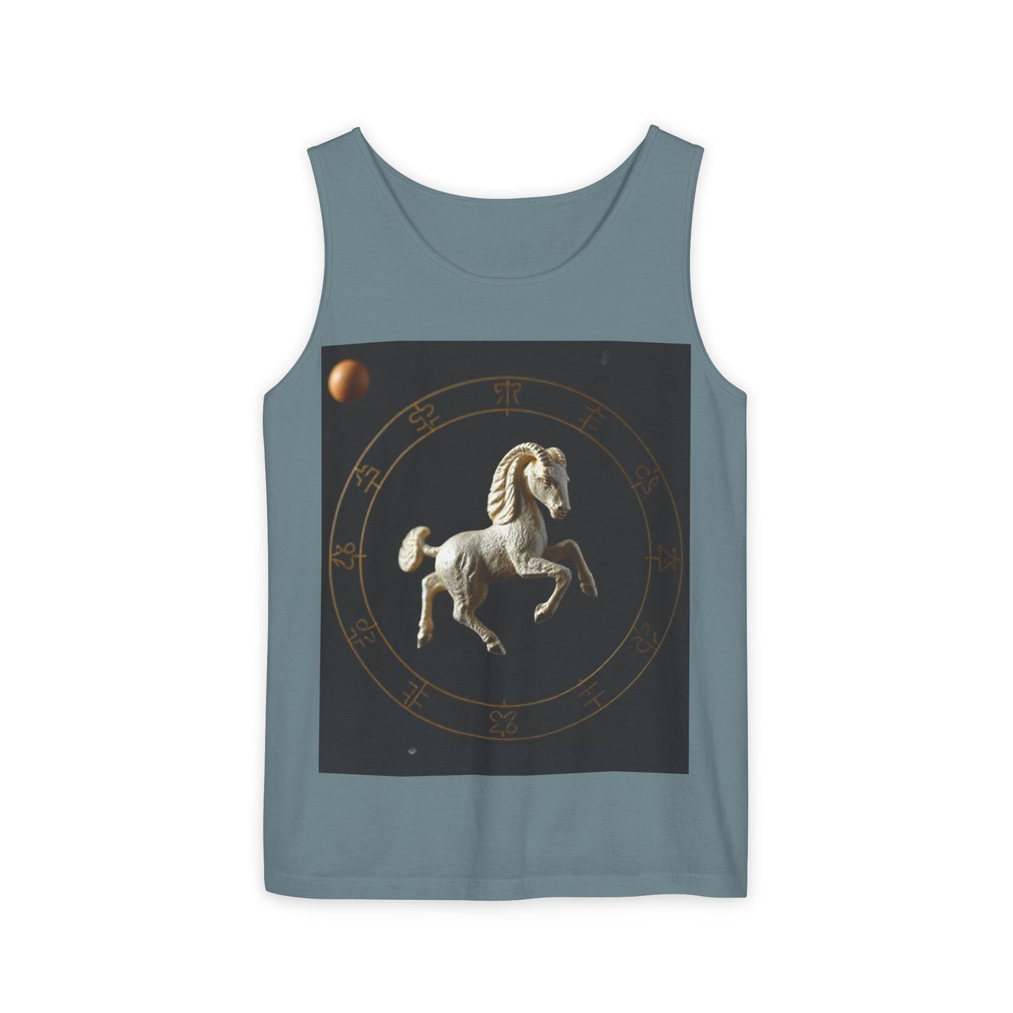Unisex Garment-Dyed, Tank Top, Capricorn Design, Space Animal, 100% US cotton