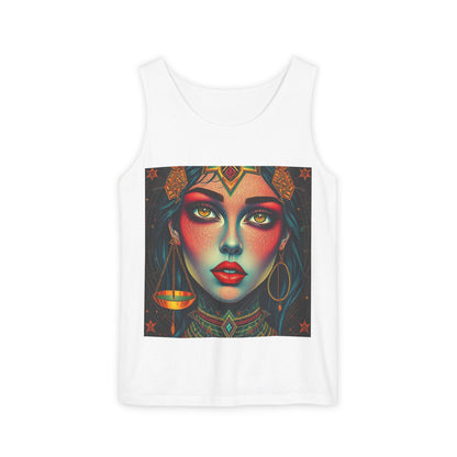 Unisex Garment-Dyed, Tank Top, Libra Design, Pop Art, 100% US cotton