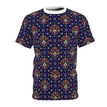 Unisex Cut & Sew T-Shirt, (AOP), Libra, Zodiac v3, Jewels Pattern