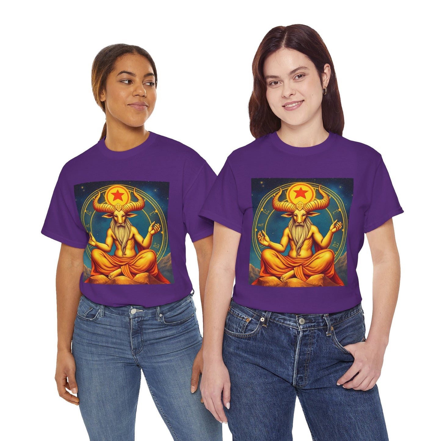 Unisex Heavy Cotton T-Shirt, Meditating Bull, Taurus Zodiac Design