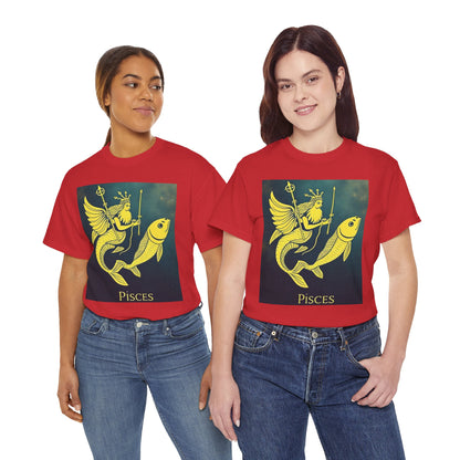 Unisex Heavy Cotton T-Shirt, Pisces Queen, Zodiac Design