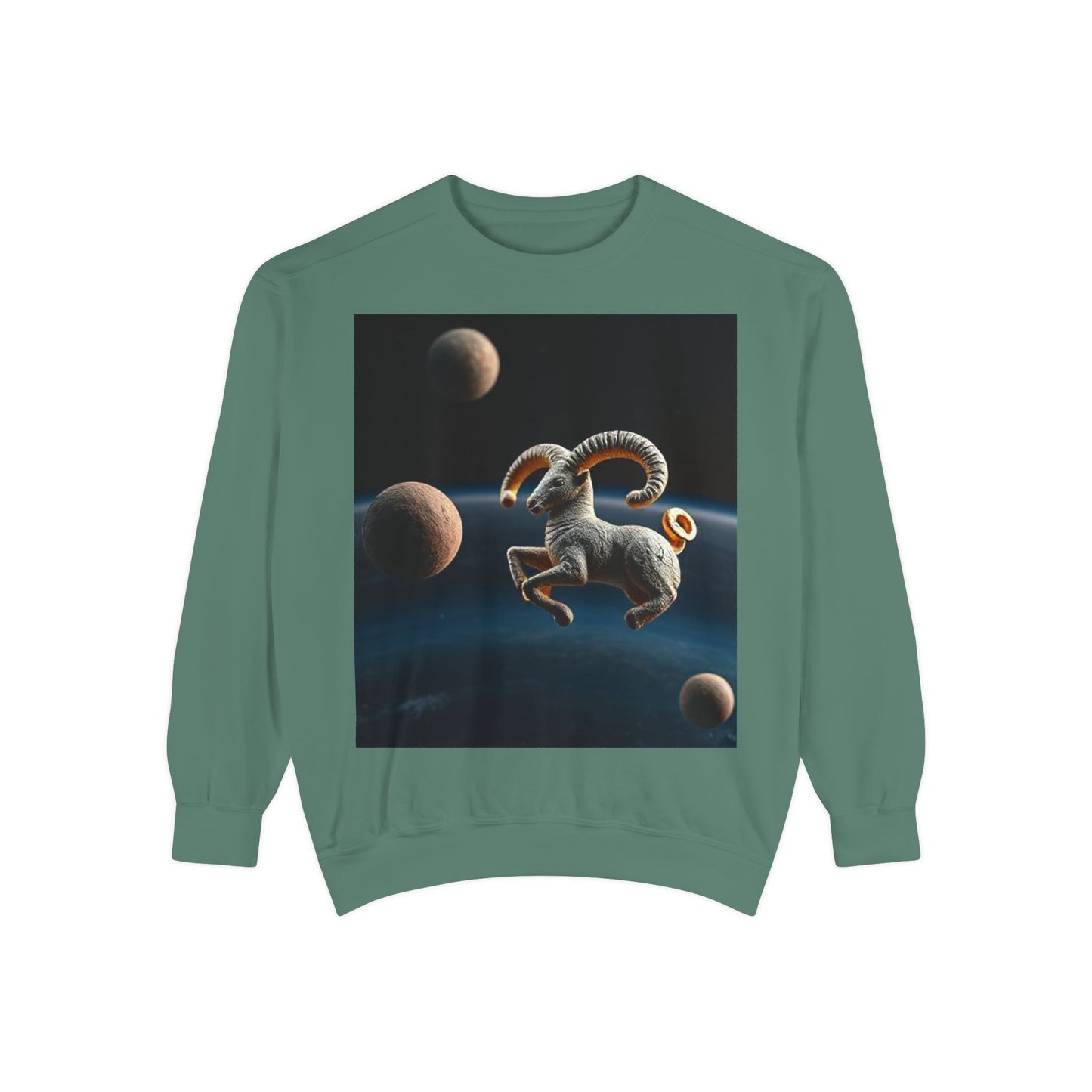 Garment-Dyed Sweatshirt, Unisex, Space Animal Design v1, Aries