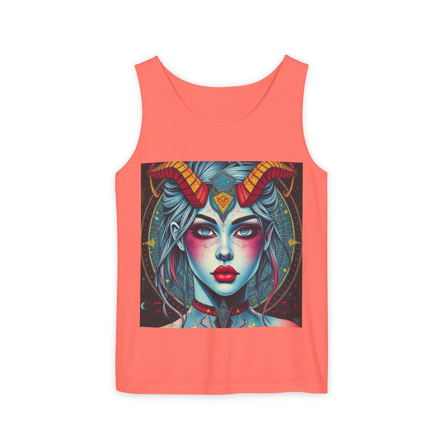 Unisex Garment-Dyed, Tank Top, Capricorn, Pop Art v1, 100% US cotton