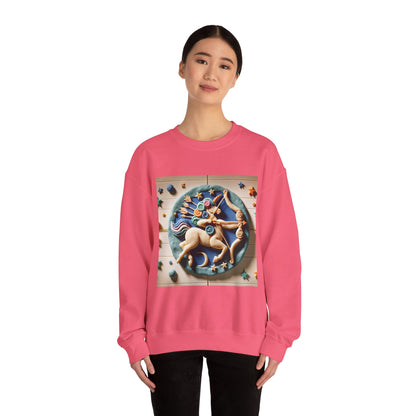Unisex Heavy Blend™ Crewneck Sweatshirt, Colorful Horse, Sagittarius Zodiac Design
