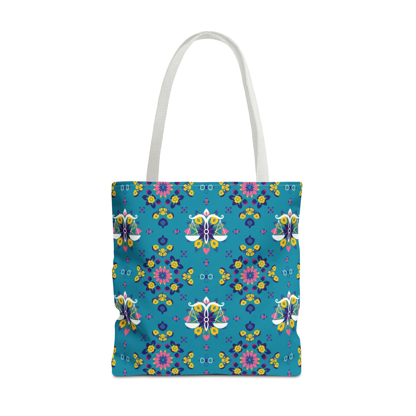 Tote Bag (AOP), Libra, Zodiac v1, Flower Pattern