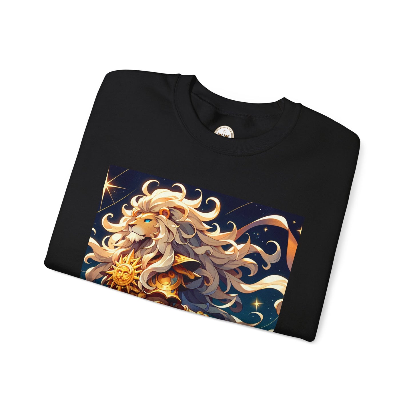 Unisex Heavy Blend™ Crewneck Sweatshirt,Cool Lion with White Hair, Leo Zodiac Design