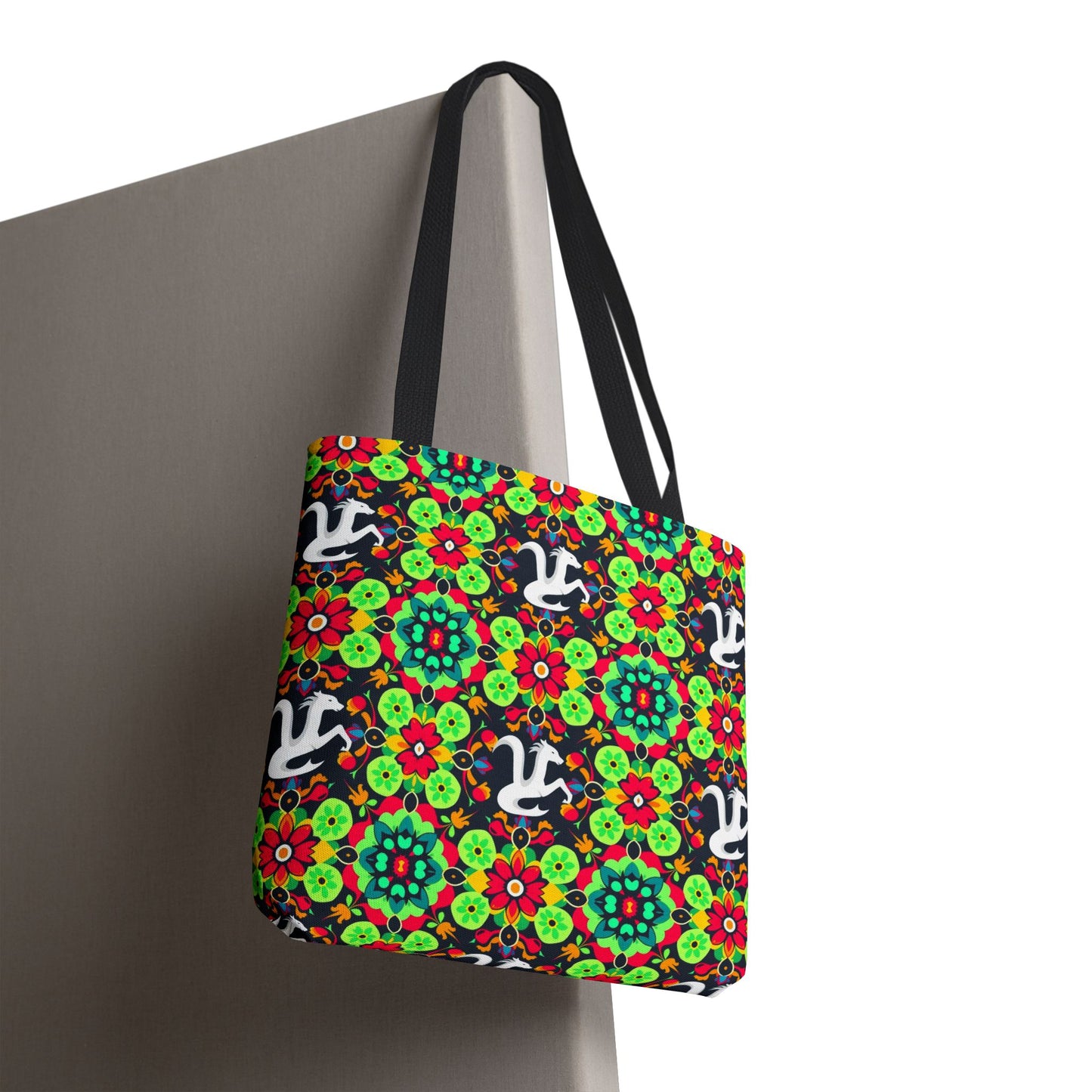 Tote Bag, (AOP), Aquarius, Zodiac v4, Flower Pattern