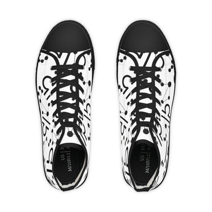 Men's High Top Sneakers, Breathable polyester canvas, Libra Zodiac Design