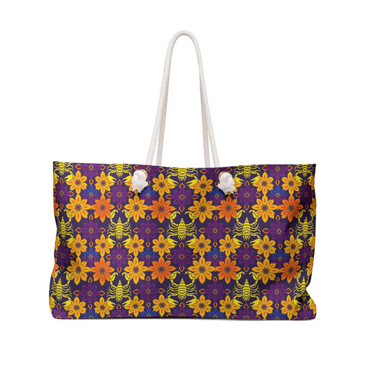 Weekender Bag, Scorpio, Zodiac v3, Flower Pattern