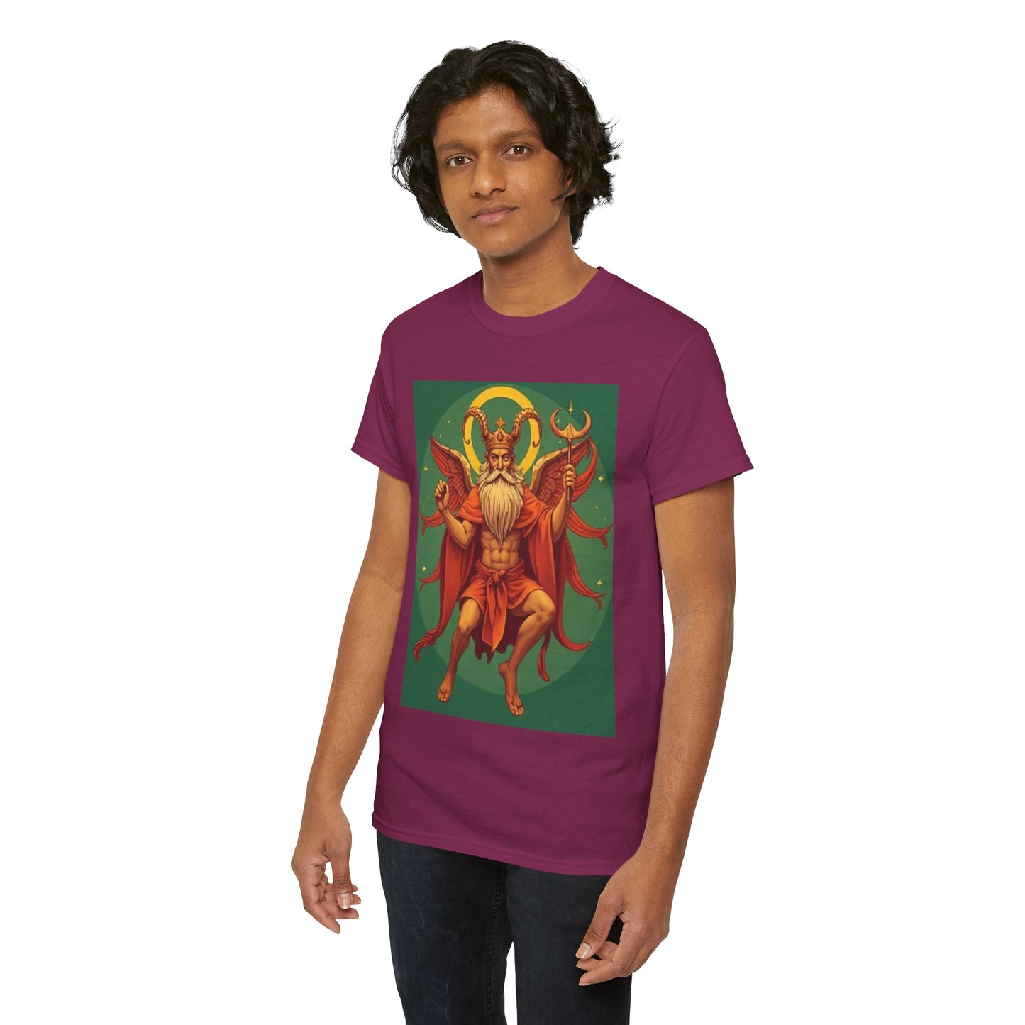 Unisex Heavy Cotton T-Shirt, Aries God, Zodiac Design
