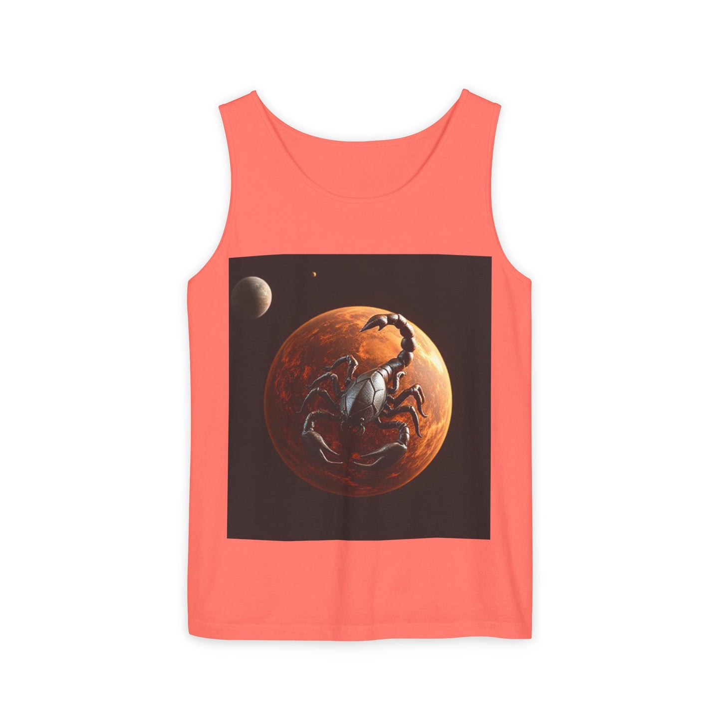 Unisex Garment-Dyed, Tank Top, Scorpio Design, Planet Symbol, 100% US cotton