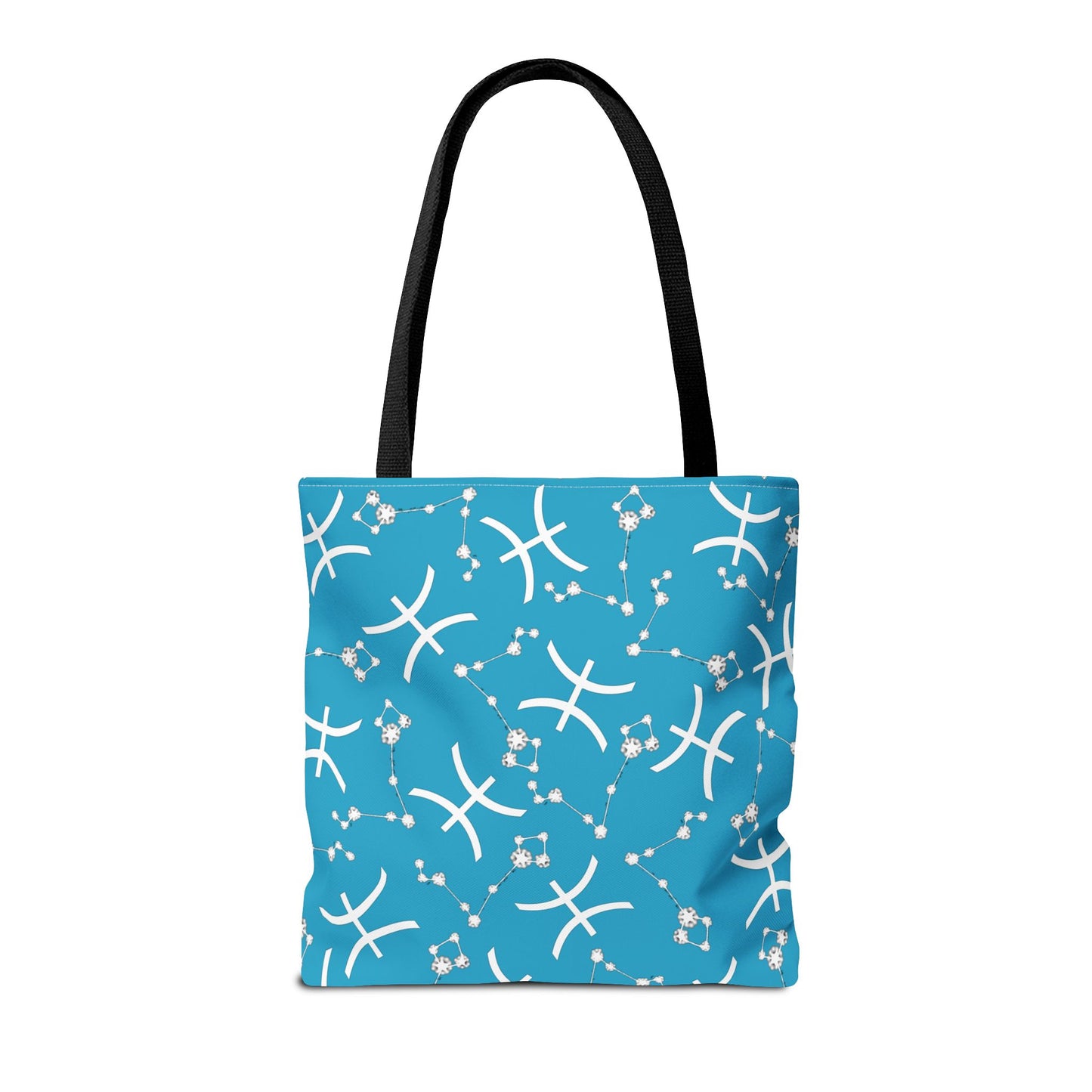 Tote Bag, Pisces Zodiac Sign, AOP, (Turquoise, White)
