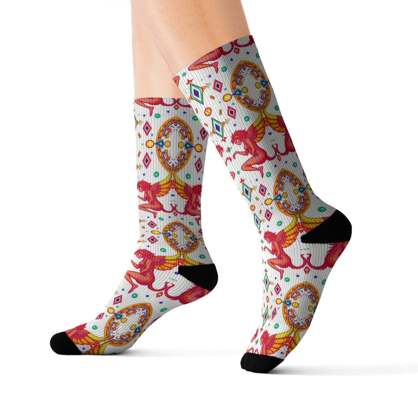 Sublimation Socks, Gemini, Zodiac, Jewel Pattern