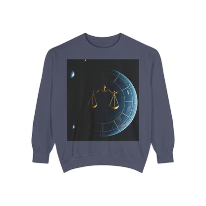 Garment-Dyed Sweatshirt, Unisex, Space Animal Design v1, Libra