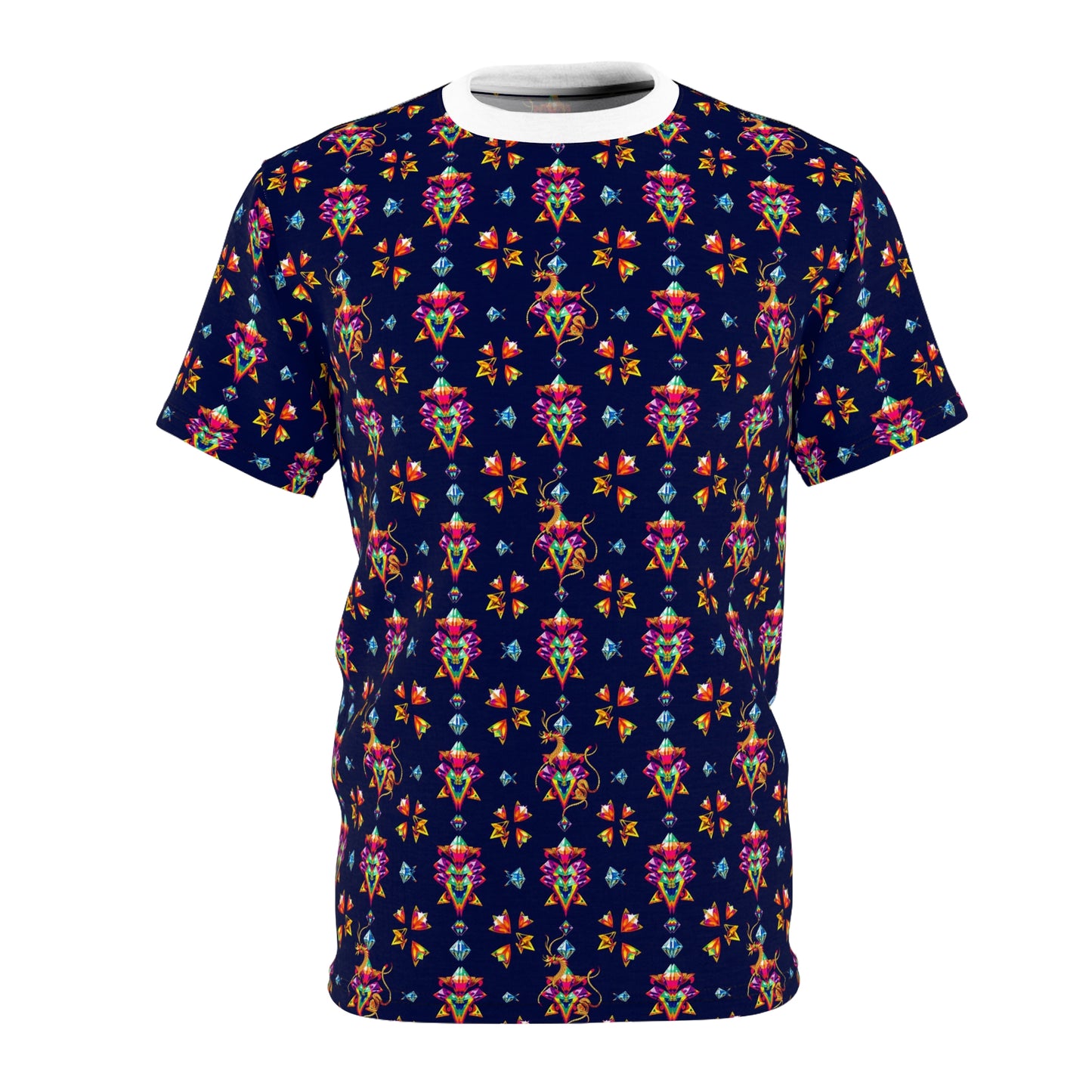 Unisex Cut & Sew T-Shirt, (AOP) Aquarius, Zodiac v4, Jewels Pattern
