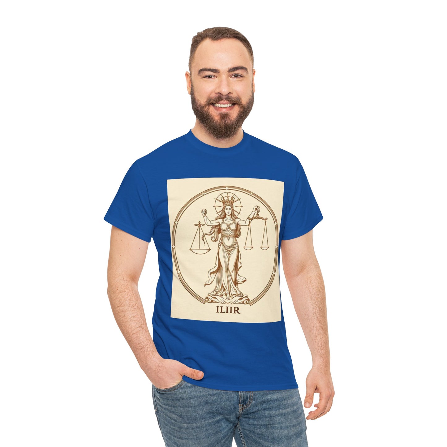 Unisex Heavy Cotton T-Shirt, Libra Goddess, Zodiac Design