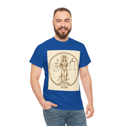Unisex Heavy Cotton T-Shirt, Libra Goddess, Zodiac Design