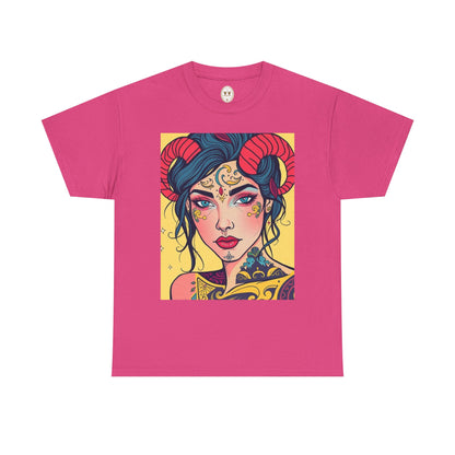 Unisex Heavy Cotton T-Shirt, Aries, Zodiac, Sexy Art