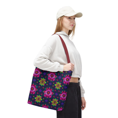 Tote Bag (AOP), Scorpio, Zodiac v2, Flower Pattern