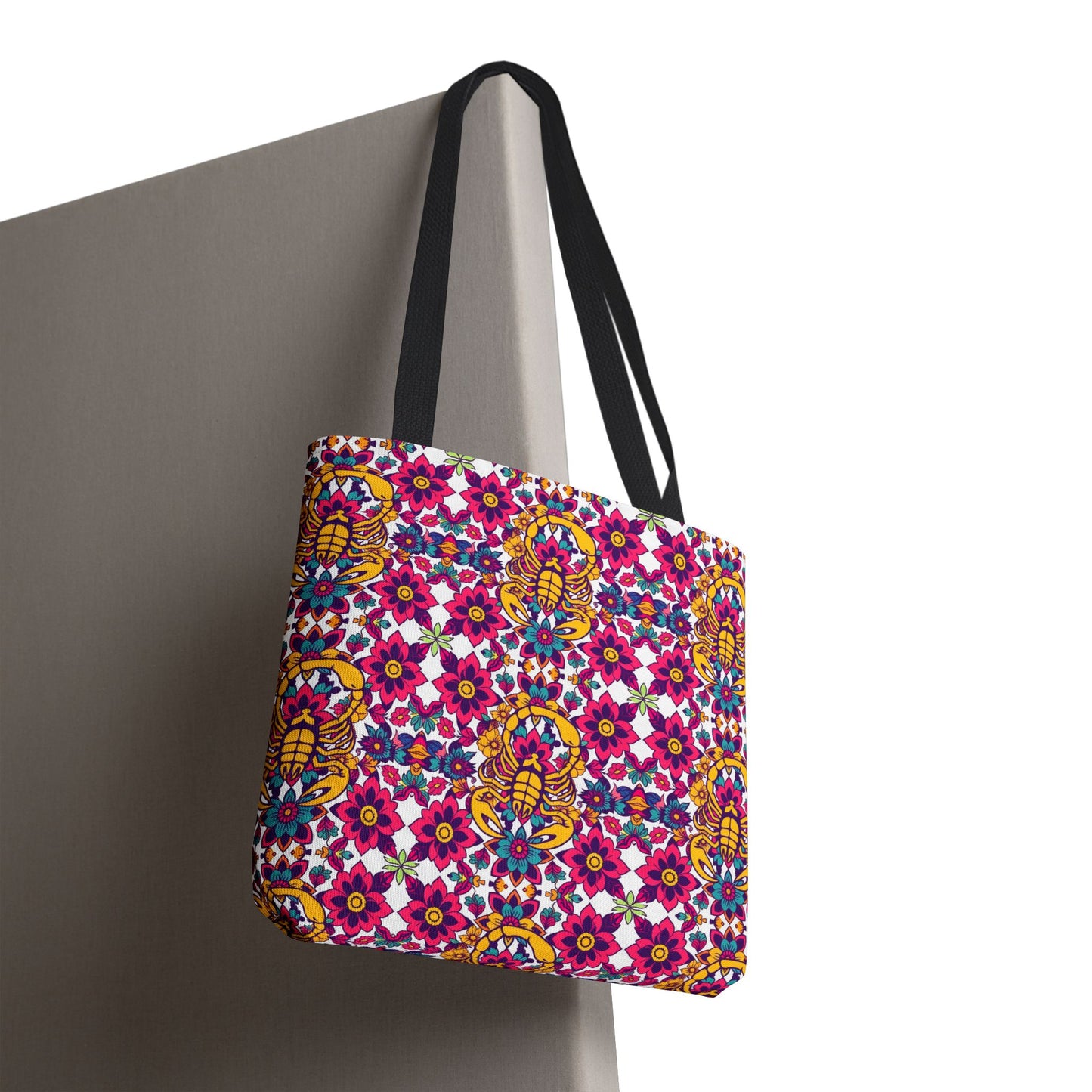 Tote Bag (AOP), Scorpio, Zodiac v1, Flower Pattern