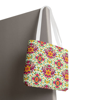 Tote Bag (AOP), Cancer, Zodiac v1, Flower Pattern