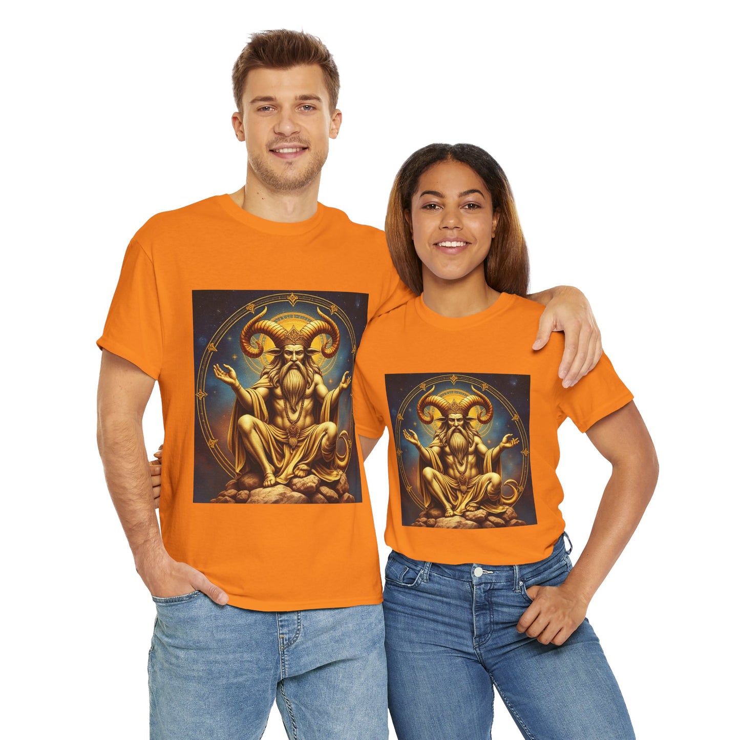 Unisex Heavy Cotton T-Shirt, On The Throne, Taurus Zodiac Design