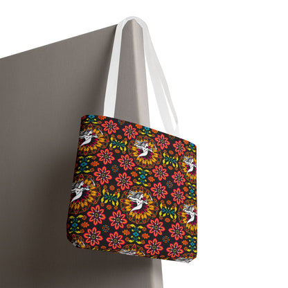 Tote Bag (AOP), Sagittarius, Zodiac v1, Flower Pattern