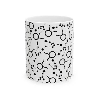 Ceramic Mug, (11oz, 15oz), Ceramic Coffee Mug, AOP, Constellation & Symbol, Taurus Zodiac Design