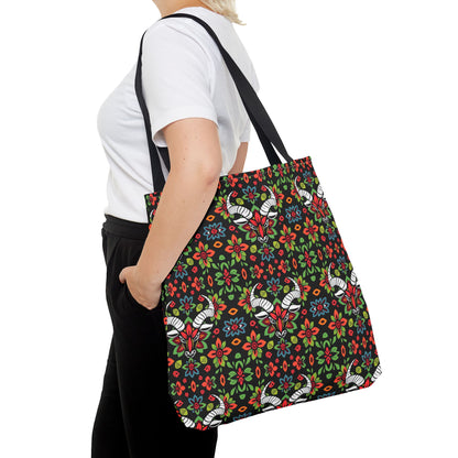 Tote Bag (AOP), Taurus, Zodiac v1, Flower Pattern