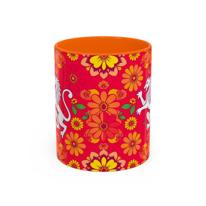 Accent Coffee Mug, Leo, Zodiac v4, Flower Pattern, (11, 15oz)