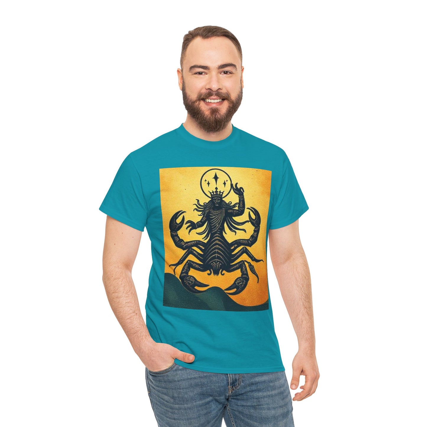 Unisex Heavy Cotton T-Shirt, Scorpion King, Print Art, Scorpio Zodiac Design