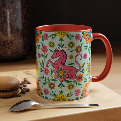 Accent Coffee Mug, Aquarius, Zodiac, Flower Pattern, (11, 15oz)