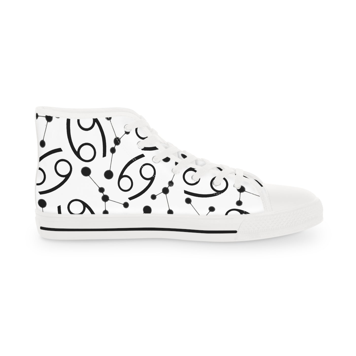 Men's High Top Sneakers, Breathable polyester canvas, Cancer Zodiac Design