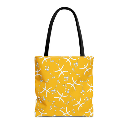 Tote Bag, Pisces Zodiac Sign, AOP, (Yellow, White)