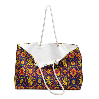 Weekender Bag, Leo, Zodiac, Flower Pattern