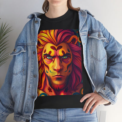 Unisex Heavy Cotton T-Shirt, Leo, Zodiac v2, Sexy Art