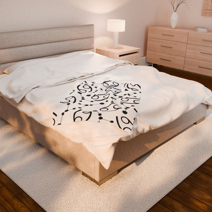 Velveteen Plush Blanket, Cancer Zodiac Sign, Constellation & Symbol, White, 100% polyester