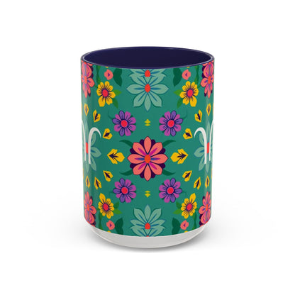 Accent Coffee Mug, Aquarius, Zodiac v3, Flower Pattern, (11, 15oz)