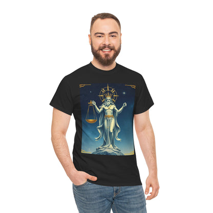 Unisex Heavy Cotton T-Shirt Space v2, Libra God, Zodiac Design