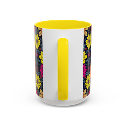 Accent Coffee Mug, Scorpio, Zodiac v3. Flower Pattern, (11, 15oz)