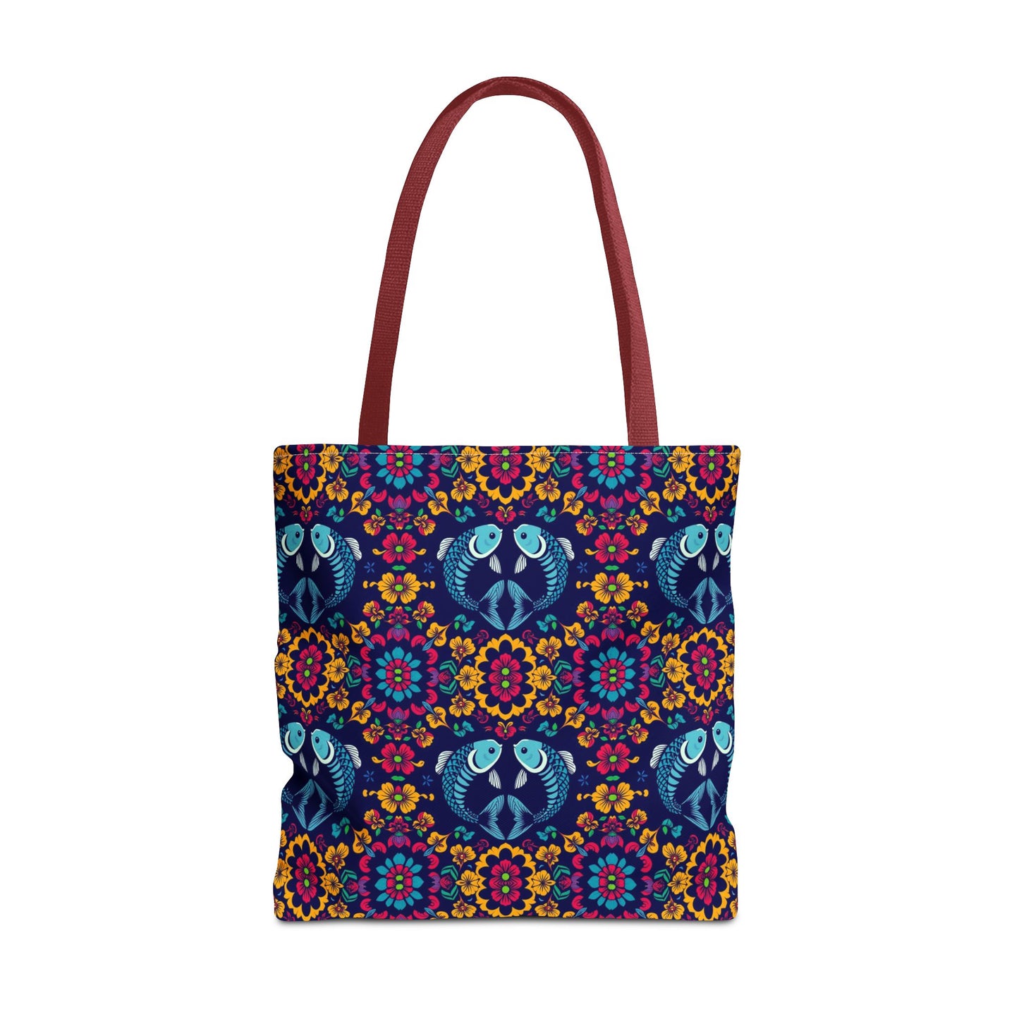 Tote Bag, (AOP), Pisces, Zodiac v3, Flower Pattern