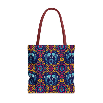 Tote Bag, (AOP), Pisces, Zodiac v3, Flower Pattern
