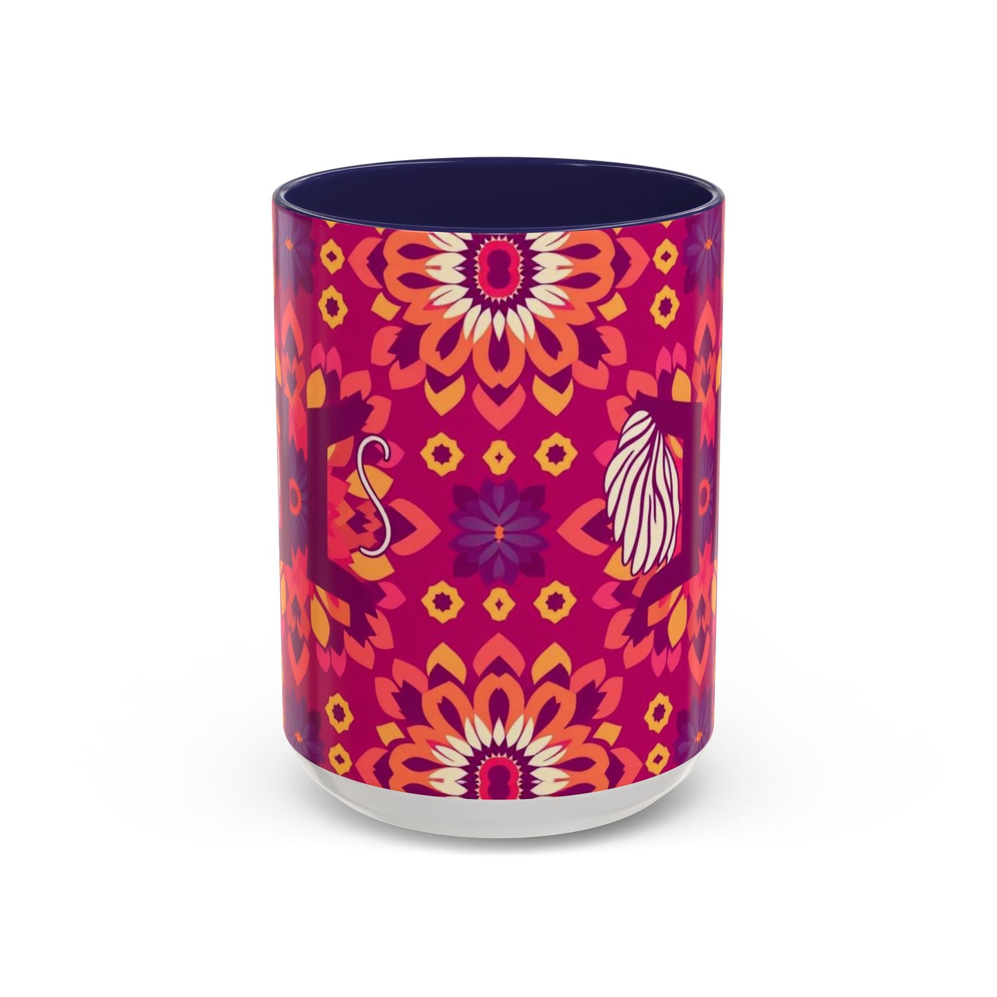 Accent Coffee Mug, Gemini, Zodiac v1, Flower Pattern, (11, 15oz)