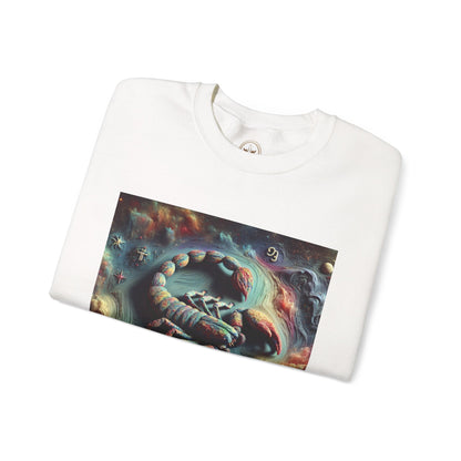 Unisex Heavy Blend™ Crewneck Sweatshirt, Trippy Mist Scorpion, Scorpio Zodiac Design